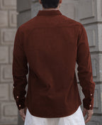 Brown Corduroy Regular Fit Full Sleeves Shirt 100% Cotton