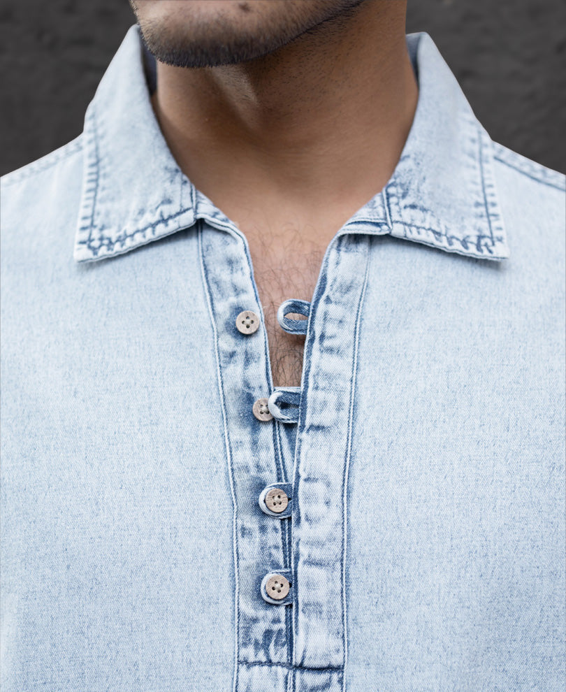 Light Blue Denim Kurta Shirt