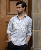 Grey Printed Checks Shirt