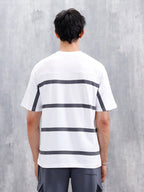 Men’s Casual Cut & Sew Striped Tee | White
