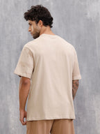 Tonal Aop Printed Oversized Fit T-shirt  | Khaki