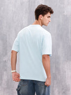 Retro Tv Graphic Printed Oversized Fit Tshirt | Light Blue