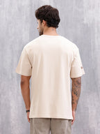 Oversized Fit T-Shirt With Thread Detail And Patch Pocket | Beige