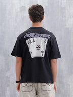 Casual Men Oversized Fit Tee With Graphic | Black