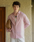 Pink Linen Blend Strucutured Shirt