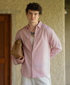 Pink Linen Blend Strucutured Shirt