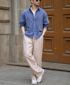 Blue Overdyed Twill Shirt 100% Cotton