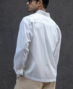 White Printed Boxy Lightweight Shirt 100% Cotton