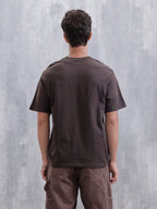Men Solid Comfort Fit Tshirt With Pipping Detail | Dark Brown