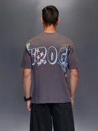Men's oversized graphic T-shirt with bold back print | Charcoal