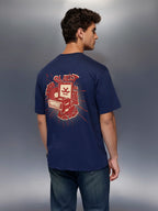Classic Oversized Back Printed T-Shirt   |  Navy Blue