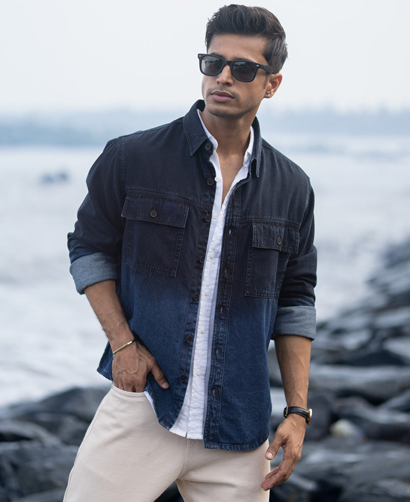 Navy Overdyed Structure Shirt