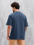 Retro Radio Grpahic Pritned Oversized Fit Tshirt | Blue