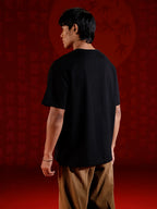 Samurai multi-print oversized T-shirt | Black