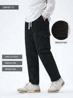 Embossed Flap Pocket Black Cargo