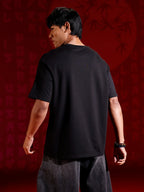 Men’s bold chest print oversized T-shirt | Black