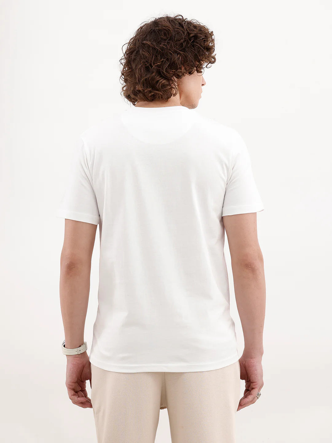 Placement Printed Slim Fit T-Shirt | White