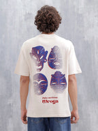 Mythical Faces Oversized Cotton Back Print T-Shirt | Beige