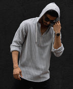 Grey Regular Fit Full Sleeves Hoodie Shirt 100% Cotton