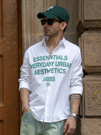White Seersucker Printed Shirt 100% Cotton
