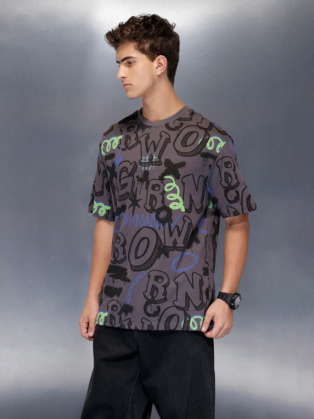 Graphic oversized tee | Charcoal