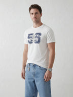 Vintage Varsity Style Graphic Tee | Off White