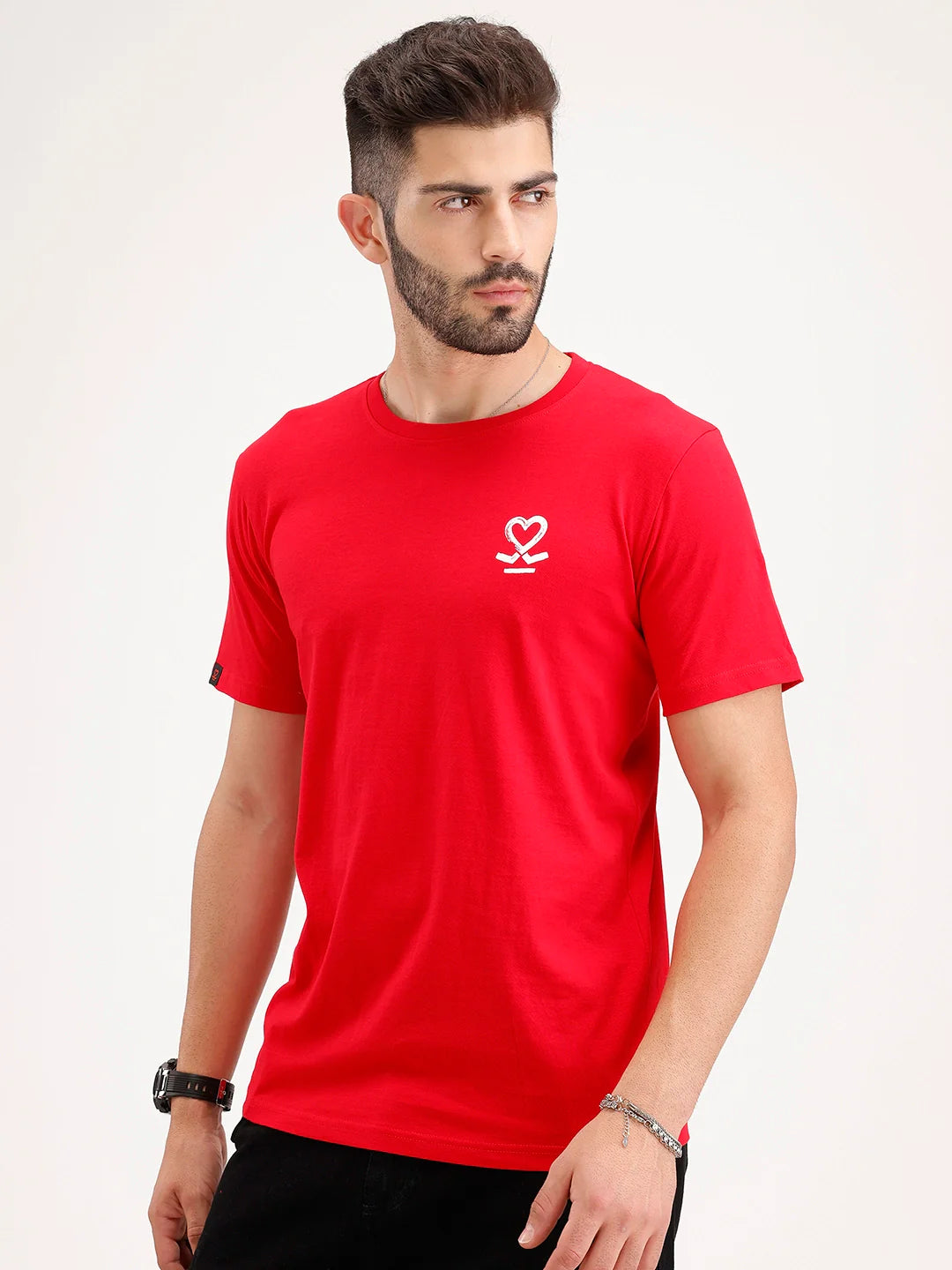 Slim Fit Placement Printed Tee | Red