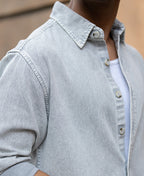 Grey Washed Denim Shirt