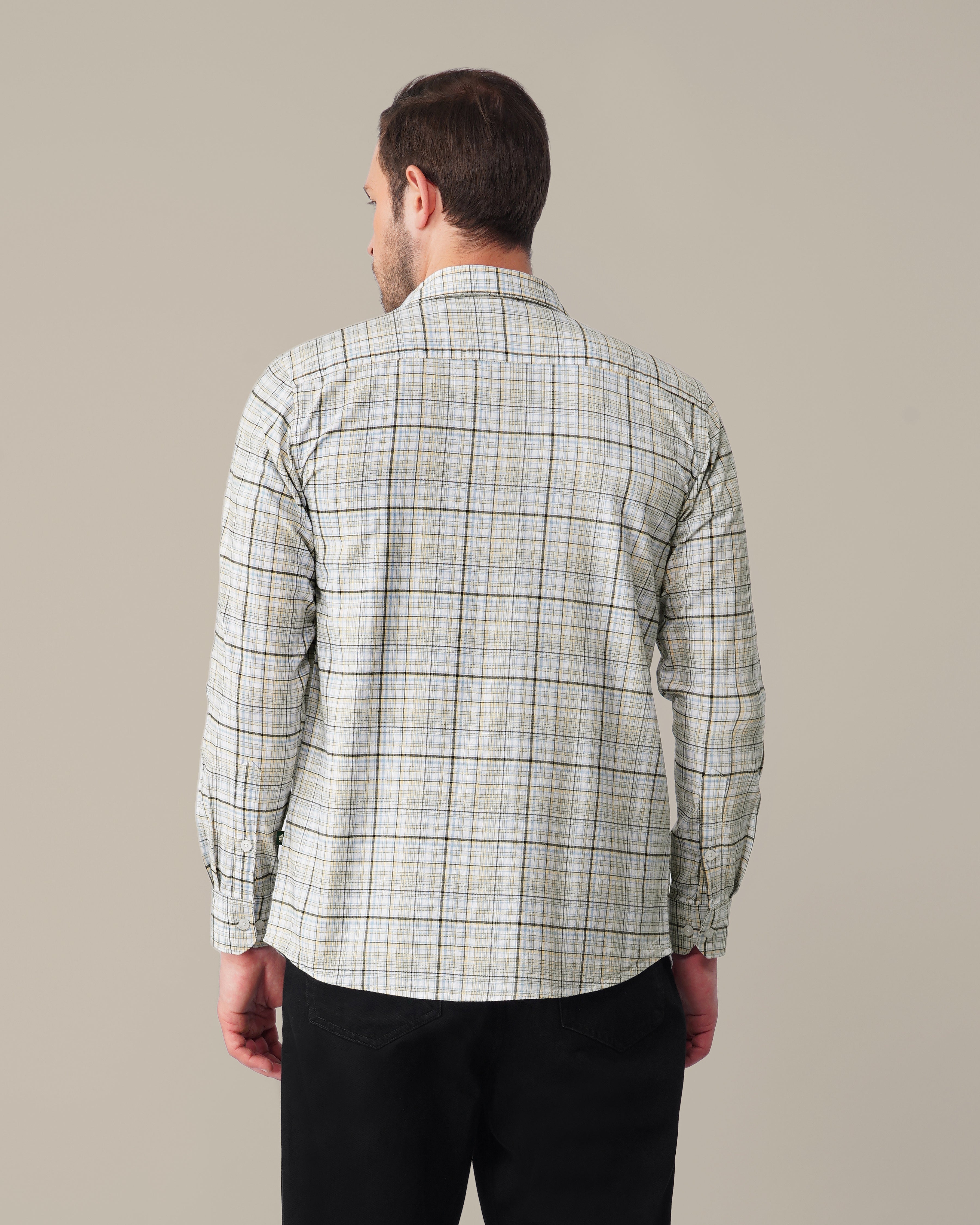 Multicolor Plaid Linen Plus Cotton Blend Shirt