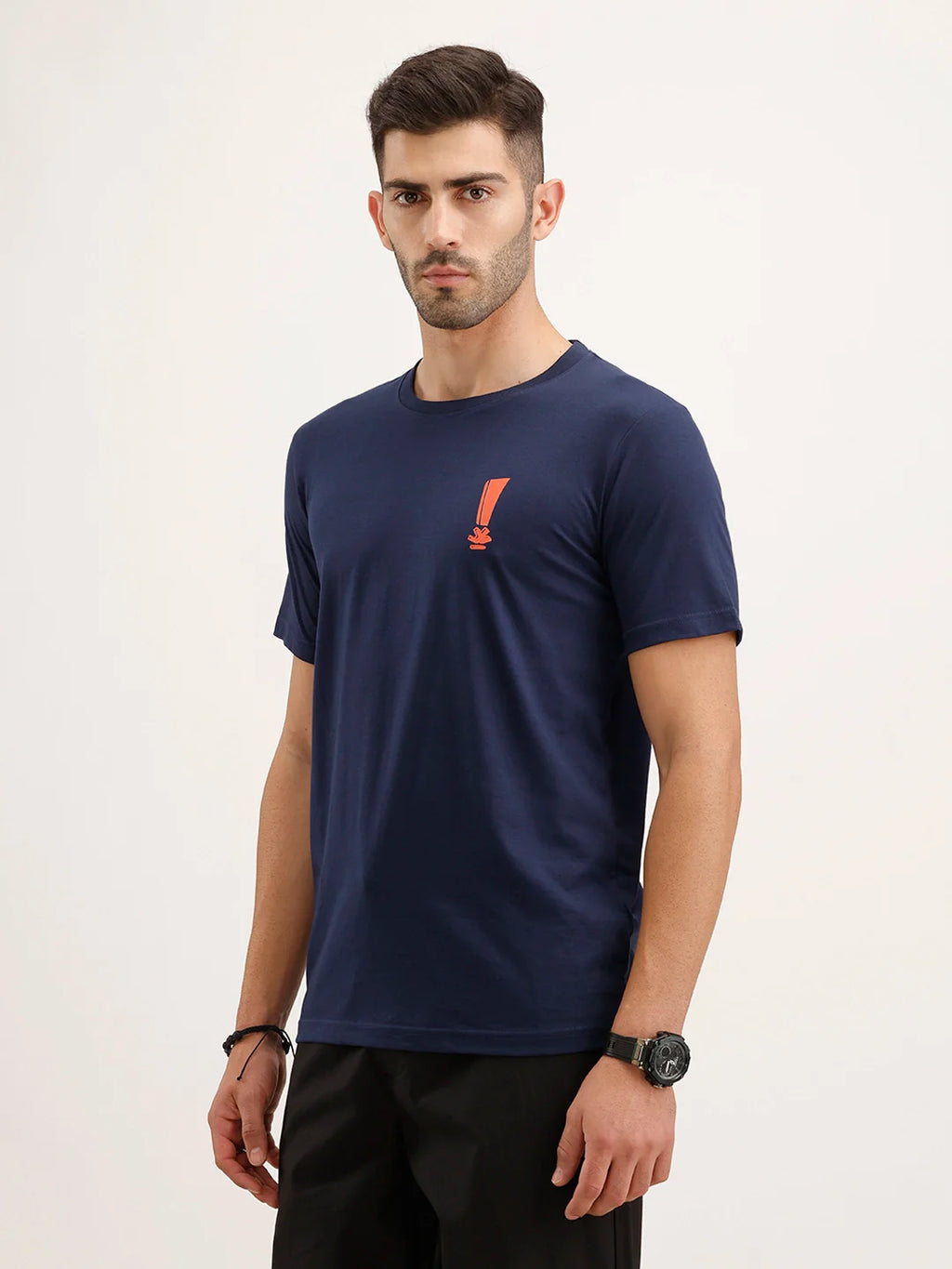 Slim Fit Placement Printed T-Shirt | Dark Blue