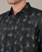 Charcoal Abstract Digital Print 100% Polyester Shirt