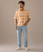 Beige Structured Checks Shirt
