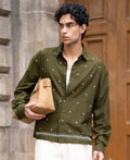 Olive Embroidered Lightweight Shirt