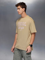 Men’s minimal statement graphic tshirt | Beige