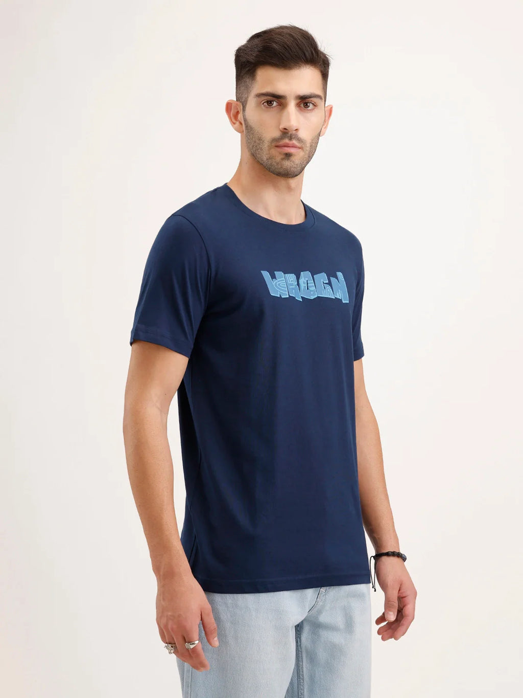 Slim Fit Puffer Printed T-Shirt | Navy Blue
