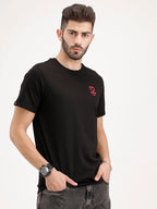Slim Fit Placement Printed Tee | Black