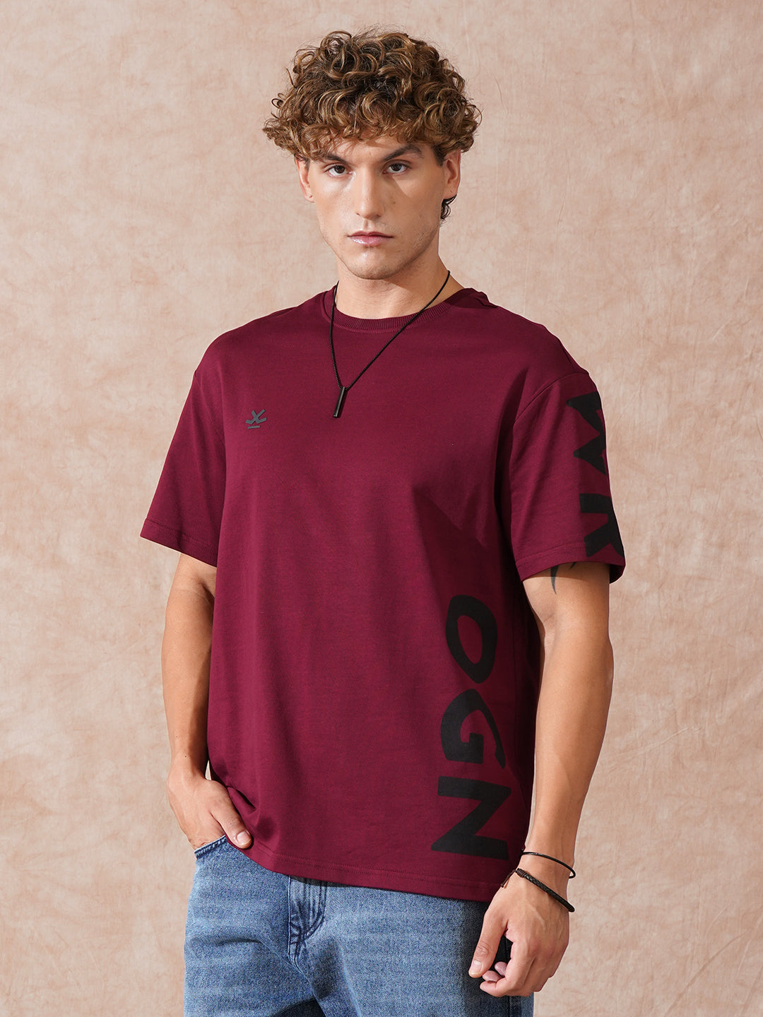 Heavy GSM Printed Oversized T-Shirt | Wine