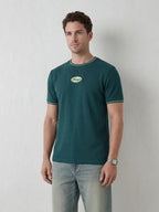 Men’s Retro Popcorn Textured Slim Fit T-Shirt | Dark Blue