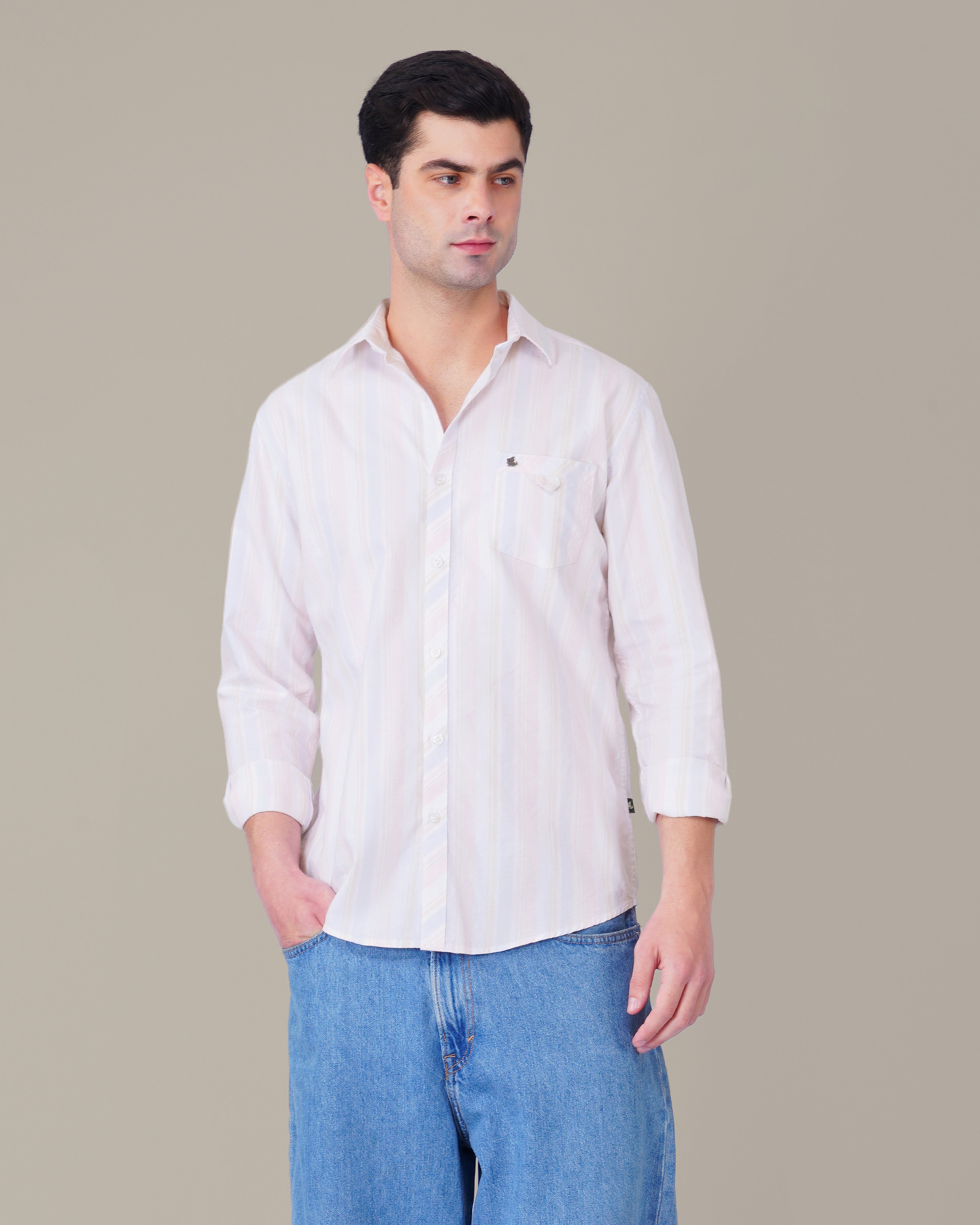 Pastel Striped 100% Cotton Oxford Shirt