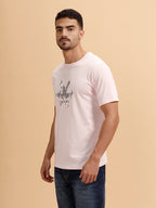 Glitched Logo Printed Slim Fit T-Shirt | Light Pink