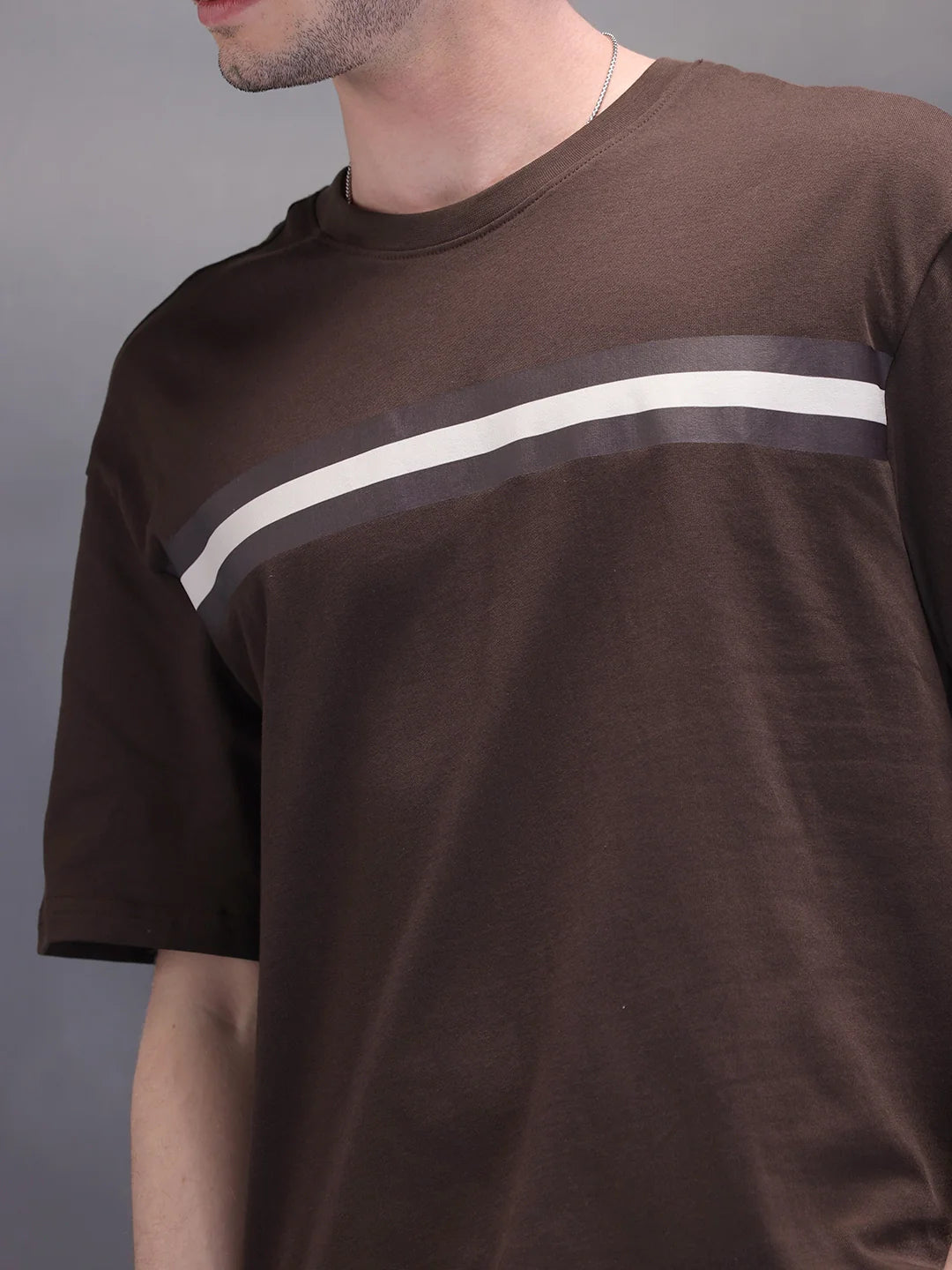Placement Printed Oversized T-Shirt | Dark Brown