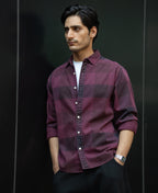 Burgendy Overdyed Checks Shirt