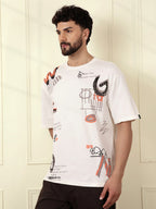 Heavy GSM Placement Print T-Shirt  | Off White