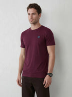 Slub Cotton Slim Fit Tee | Maroon