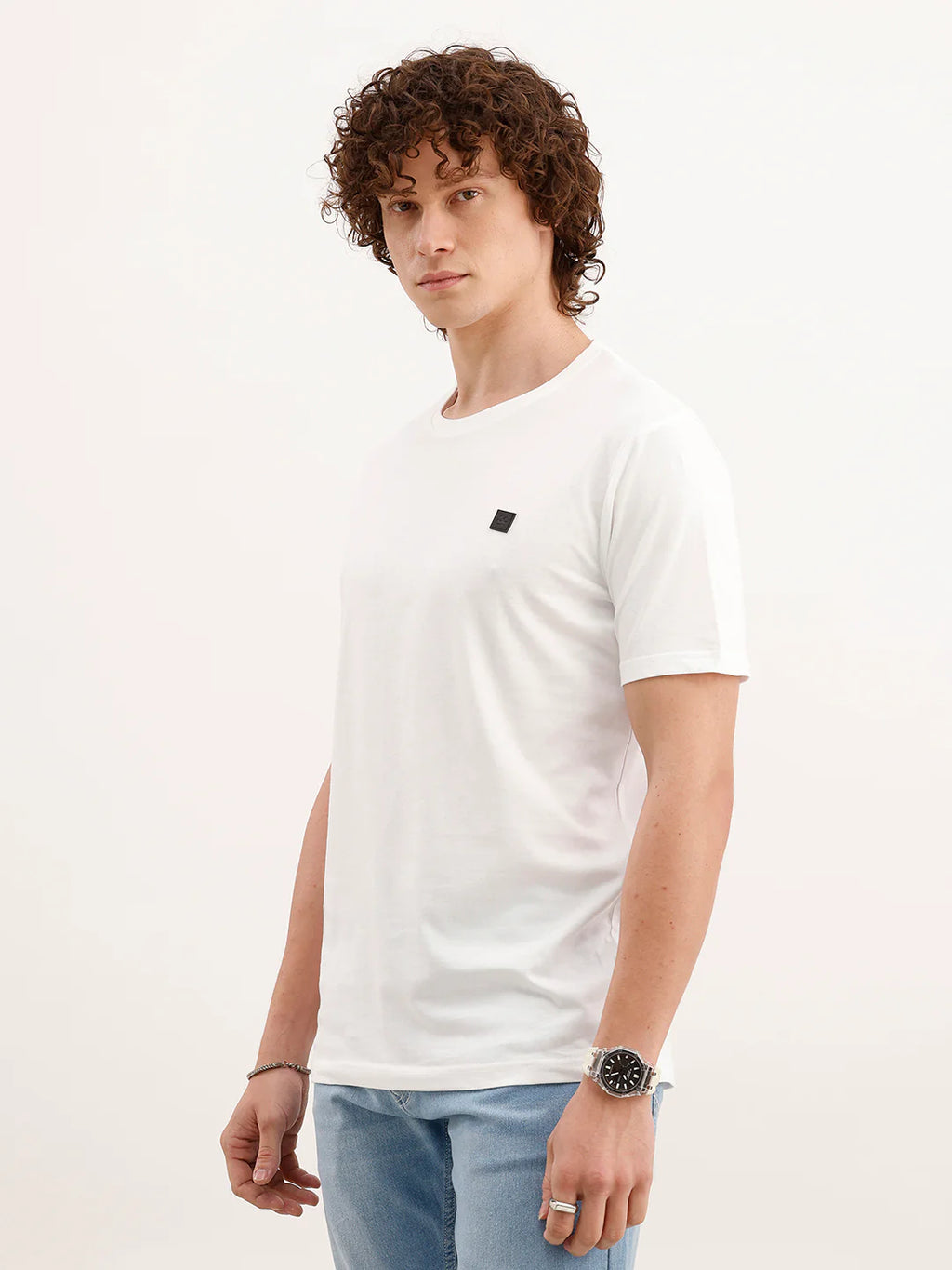 Solid Slim Fit T-Shirt  | White