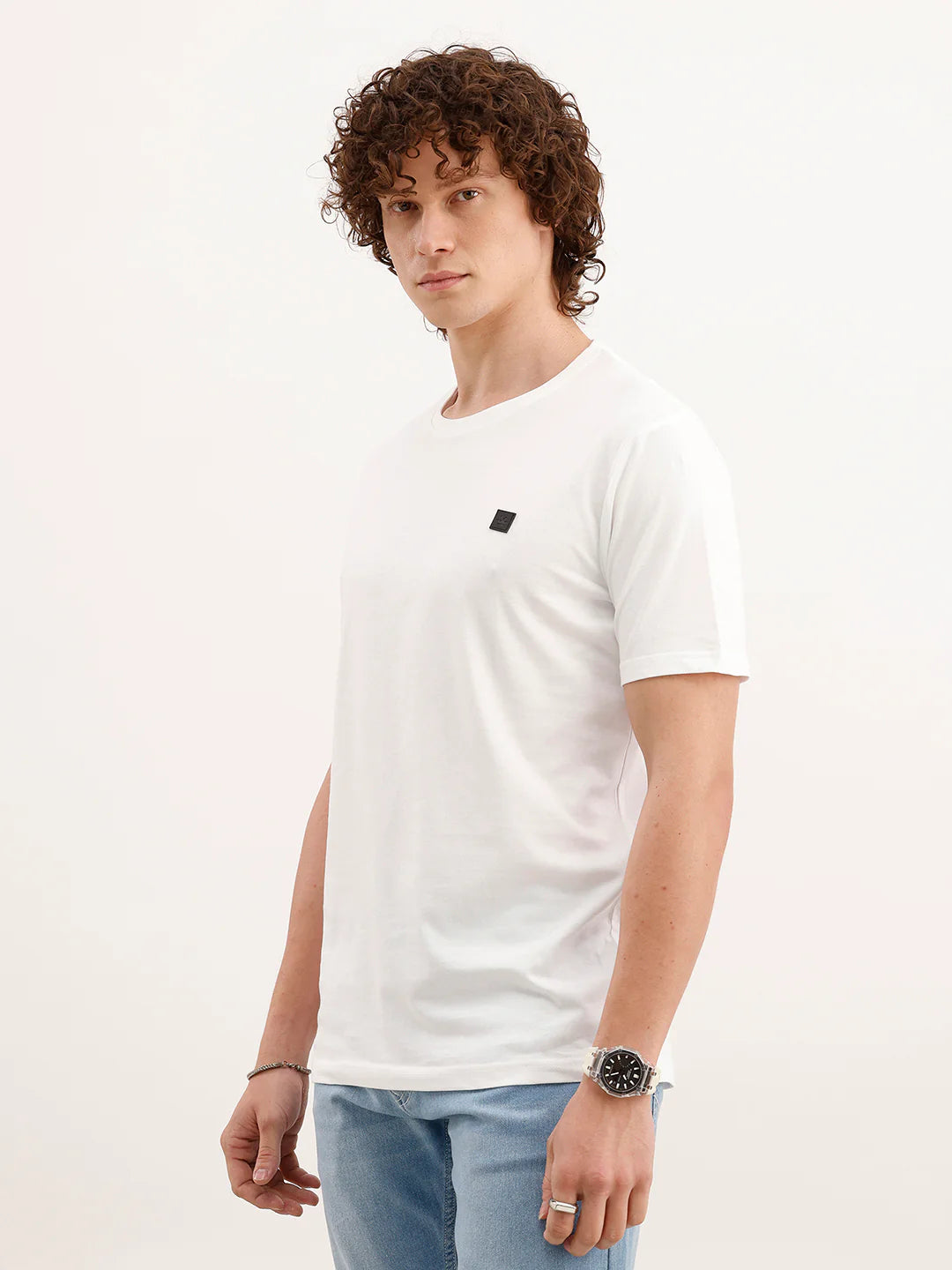 Solid Slim Fit T-Shirt  | White
