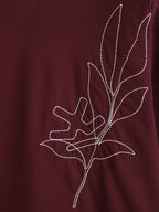 Embroidered Oversized T-Shirt | Maroon