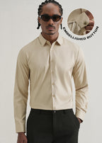 Beige Plain Stitchless Placket Shirt