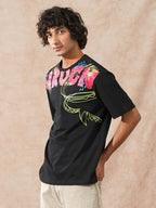 Heavy GSM Placement Printed T-Shirt | Black