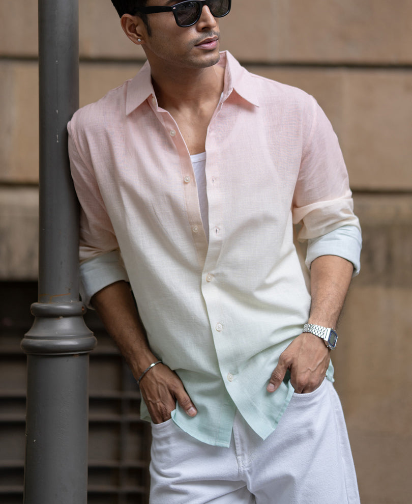 Multicolour Lightweight Ombre Shirt 100% Cotton